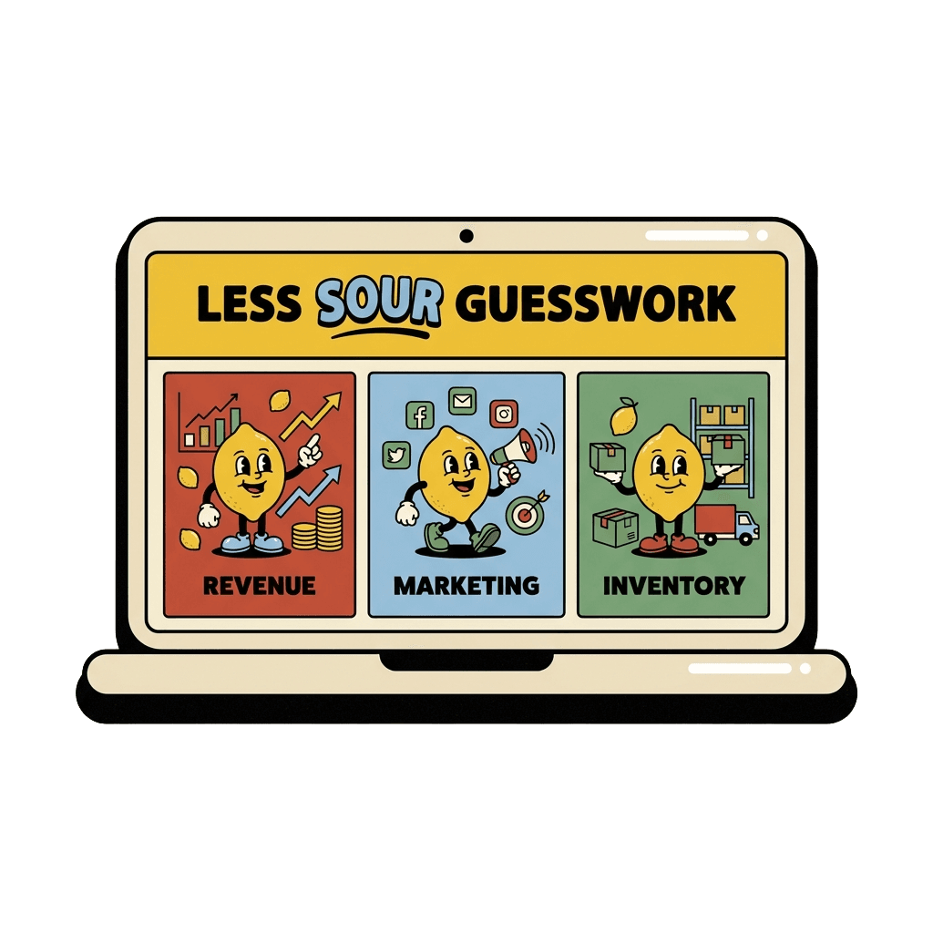 Operations and analytics: single dashboard for financials, marketing, and inventory.